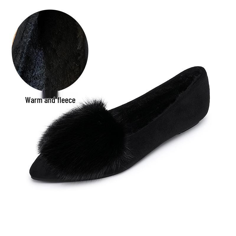 

Женские балетки из норки с острым носком, универсальные, удобная мягкая подошва, плюс бархат, большие размеры 41-43 39