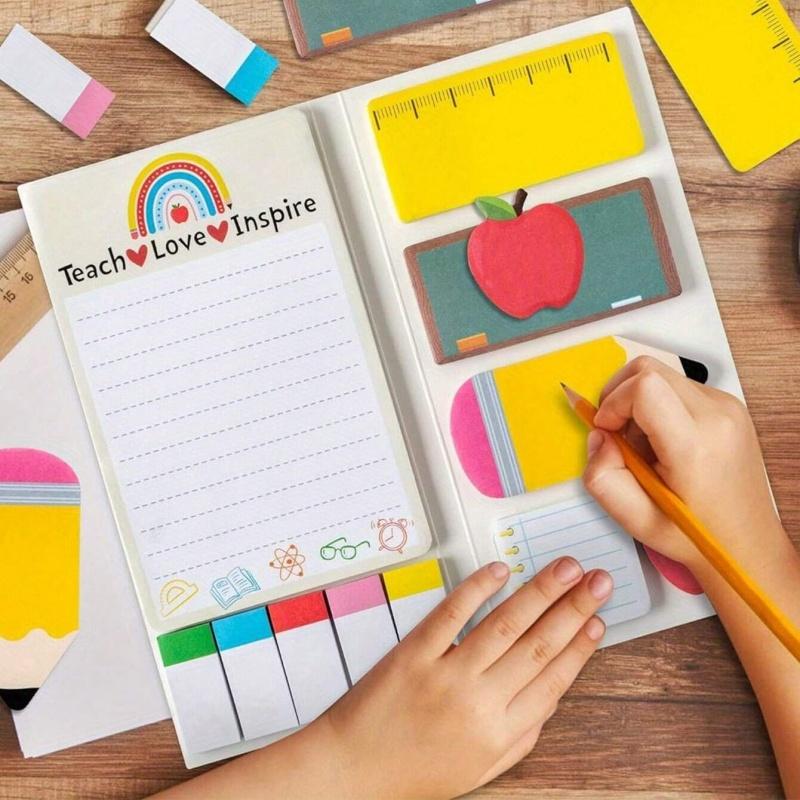 Large Cartoon Sticky Notes Set Blackboard Self-Stick Note Pads Teacher Appreciation Gift Writing Memo Pads Stationery