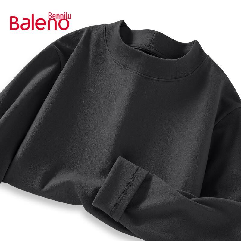 Baleno Men s Double Fleece Half-High Collar Long Sleeve T-Shirt 5XL
