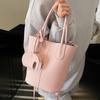 Popular Korean Simple Style Temperament Portable Bucket Bag Women's High-end Lychee Pattern Commuting Versatile Messenger Bag