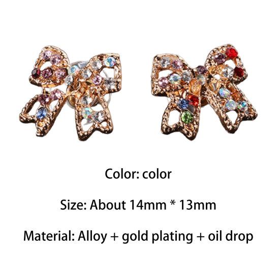1 Pair Ear Jewelry Gold Plated Anti-rust Jewelry Gift Shiny Bowknot Ear Clips for Clubs