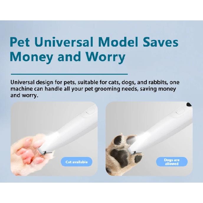 Pet Dog Electric Groomer Trimmer with LED Light Waterproof Pet Foot Hair Trimmer Low Noise Cat Dog Face Foot Ear Hip Paw Shaver
