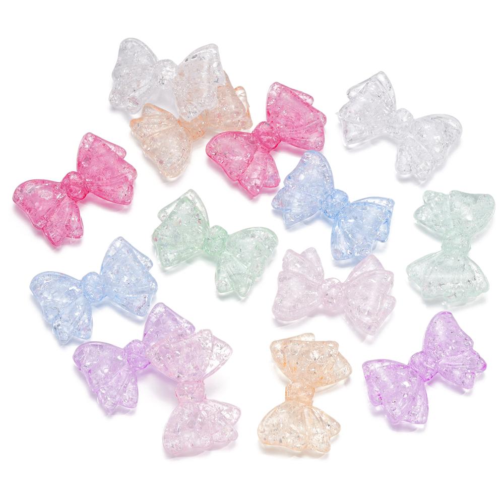 10pcs/lot Big Bowknot Cracked Acrylic Beads Transparent Necklace Loose Spacer Beads For DIY Jewelry Making Bracelet Accessories