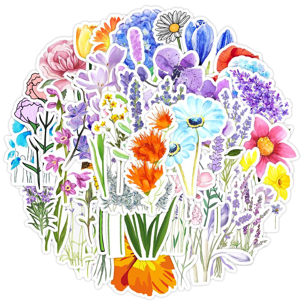 50 Cute Plant & Flower Waterproof Stickers for Water Bottles & Laptops