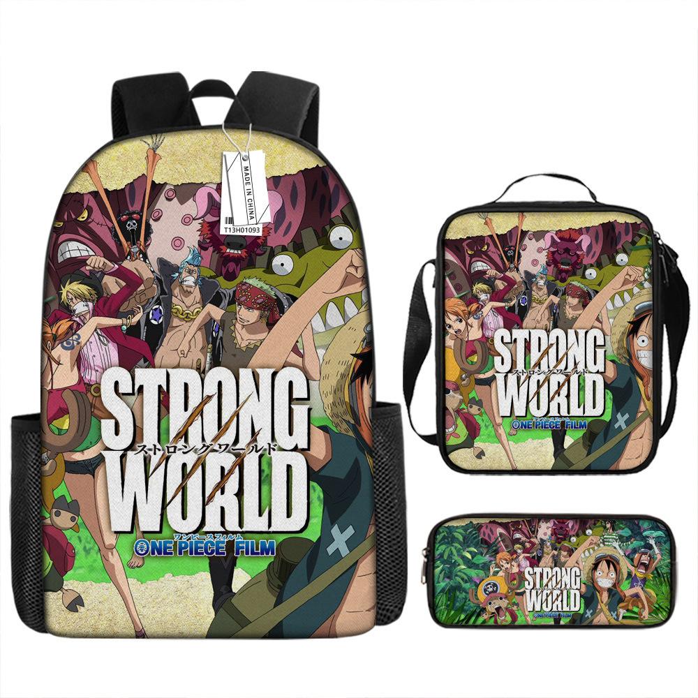 Peripheral ONE PIECE Student School Bag Cartoon School Bag Children's Backpack Three-piece Satchel