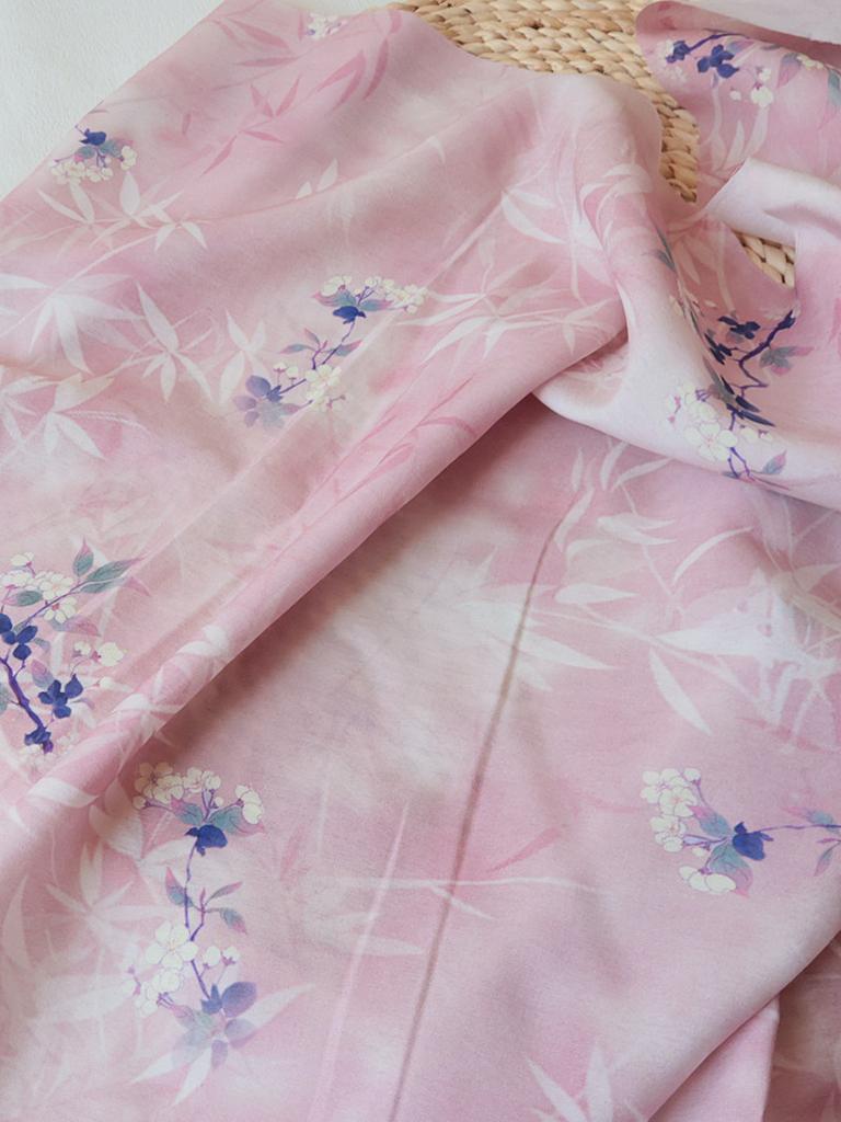 Chinese Style Floral Tencel Linen Fabric Lightweight Printed Cloth for Hanfu Cheongsam Dress Anti Mosquito Pants Garment Mater