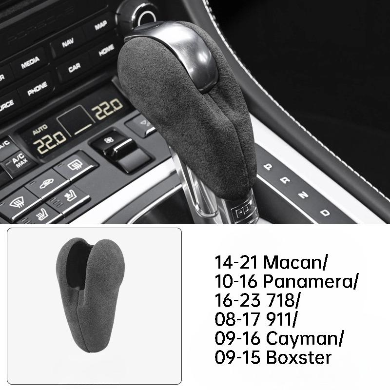 For Porsche Panamera Cayenne Gear Shift Knob Cover Suede Anti-slip Gear Lever Protector Manual Handle Cover Accessories