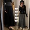 Korean Style High Waist Slimming A-line Maternity Skirt with Back Slit