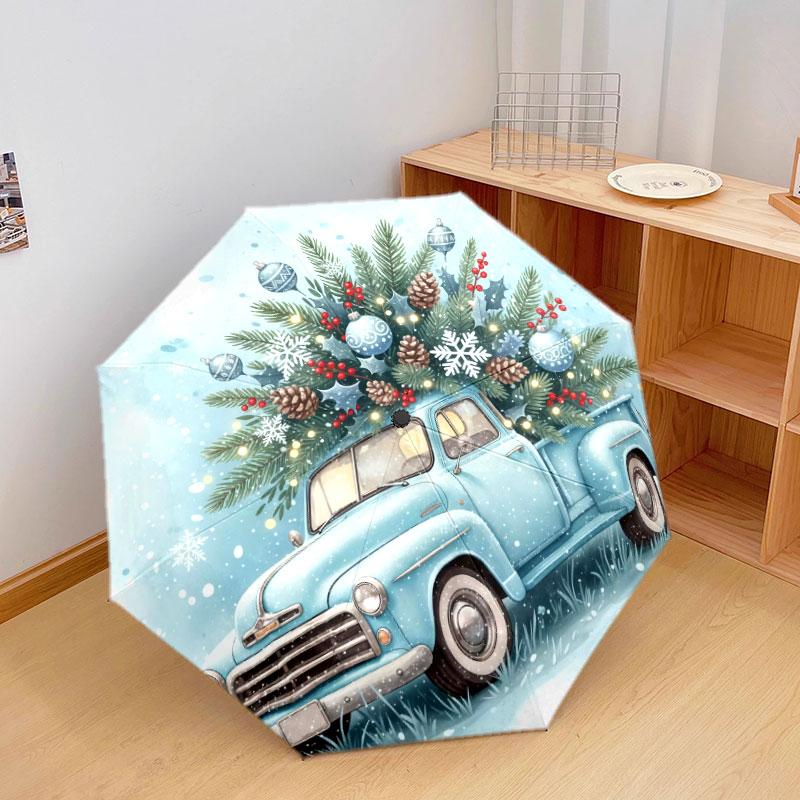 Four seasons truck Pattern Pattern New Style Umbrella, 1 Piece Automatic Folding Umbrella, Portable Travel Umbrella, Outdoor Umbrella, Birthday Gift
