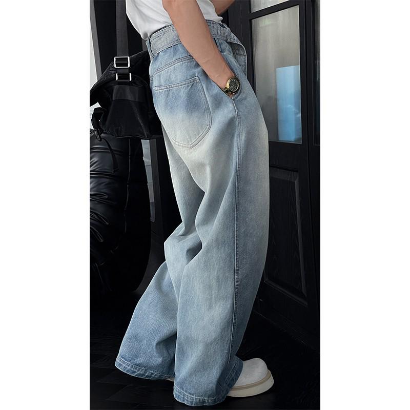 2025 Unisex Retro Washed Wide-Leg Scimitar Jeans