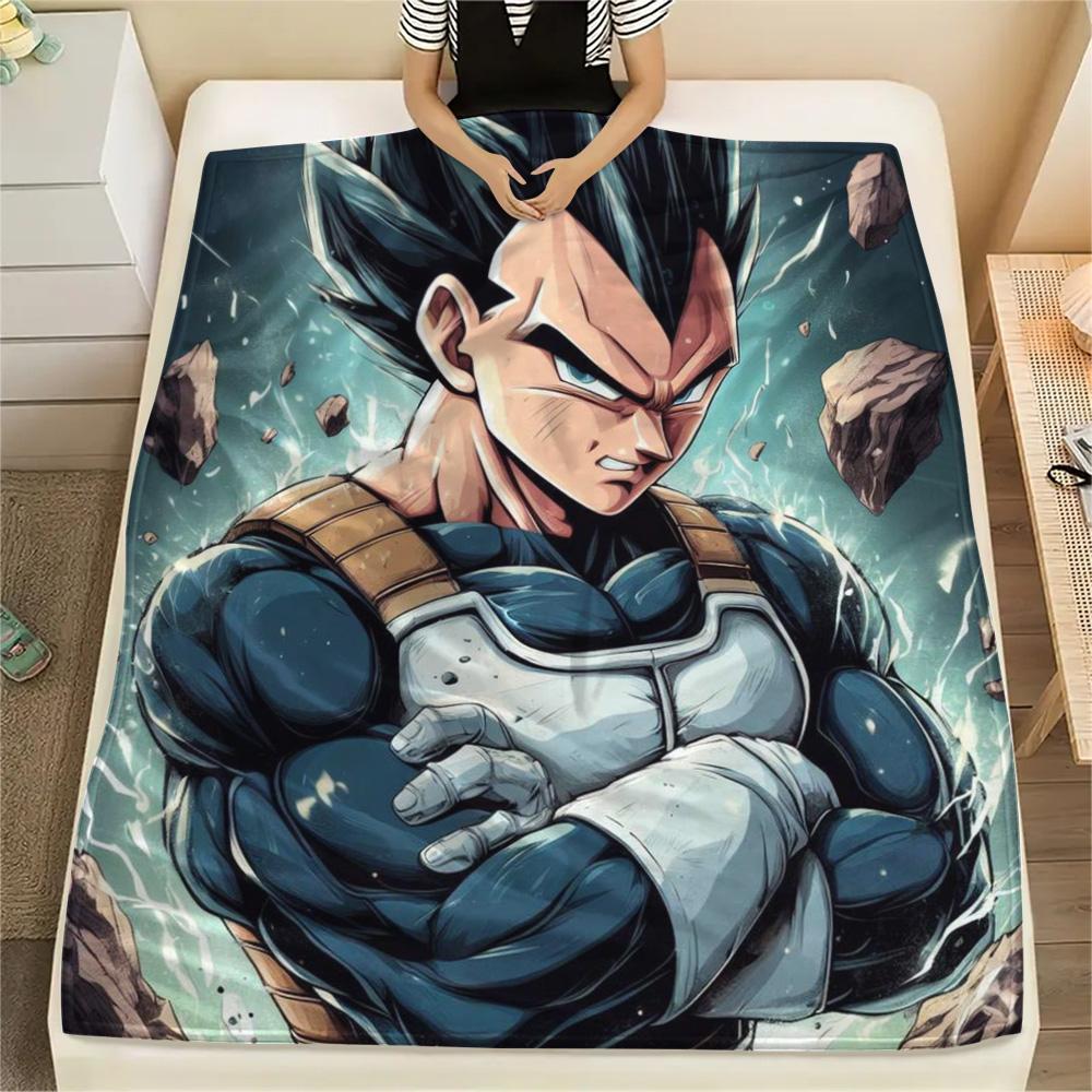 1PC Vegeta Print FlAannel Blanket, High quality Comfortable for All Seasons, Home Decor, Warmth and Comfort