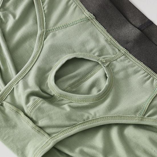 Men Briefs Elastic Mid-Waist U-Convex High Elasticity Fit Tight Cut Panties Patchwork Color