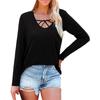 Women's Ladies Casual V-Neck Long Sleeve Slim Fit Pullover Color Women's T-Shirt Top