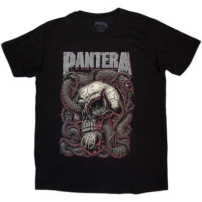 Pantera 100% Cotton T-shirt Mens Tees Top Serpent Skull Distressed Band Logo Official Mens New Black