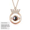 S925 Silver Peach Heart Projection Necklace 'I Love You' in 100 Languages