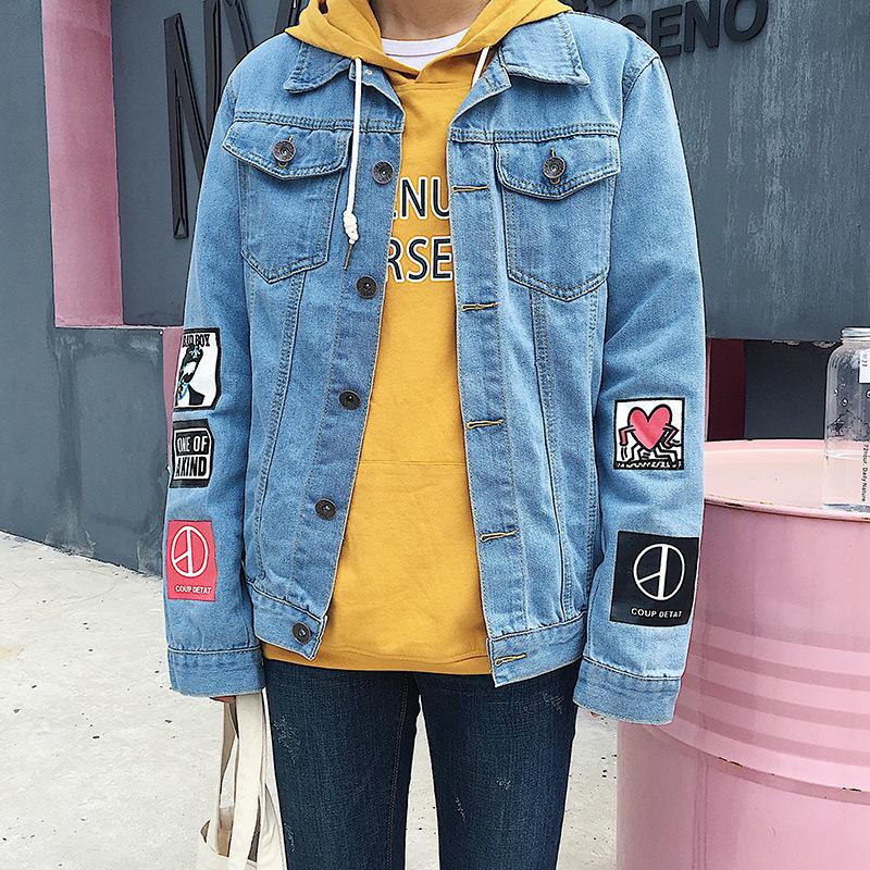 

Men s Hot Autumn Slim Fit Ripped Denim Jacket - Korean & Japanese Fashion XL