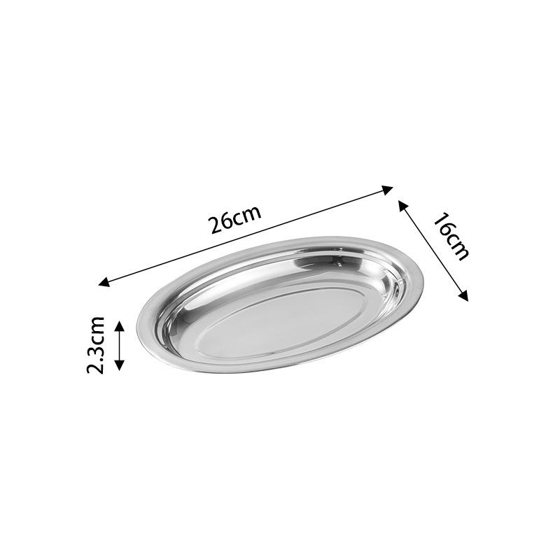 

Stainless Steel Egg-Shaped Non-Magnetic Dinner Plate - Thickened Bright Finish, Ideal for Rice, Noodles, Vegetables, and Fish.