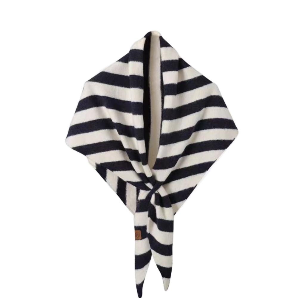 Plush Knitted Triangle Scarf Korean Style Cape Wraps Retro Striped Scarf  Autumn Winter