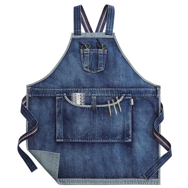 Washable Cotton Denim Apron for Catering, Painting, and Hairdressing