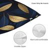Luxurious Golden Blue Leaves Pillow Cover  Cute Funny Pillow Case For Sofa Couch Bed Living Room Comfy Cushion Cover Gift Idea