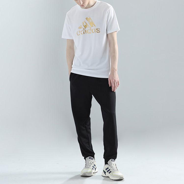 Adidas American Retro Letter Logo Print Quick-Dry Breathable Crew Neck Short Sleeve T-Shirt Unisex T-Shirt White Platinum ADITSG2P-WG