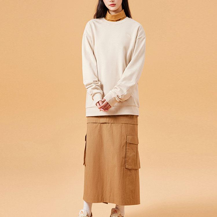 Anta Lifestyle Series Solid Color Round Neck Pullover Sweatshirt Unisex Sweatshirt Light-Smoke-Gray 972348710-3