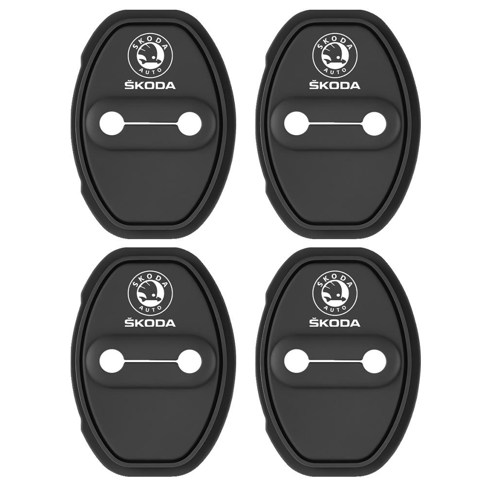 HGC2 2Pcs Car Door Lock Buckle Silicone Protective Cover for Skoda Octavia 3 2 A5 A7 Superb 3 Fabia 2 Karoq Rapid Kamiq Accessories