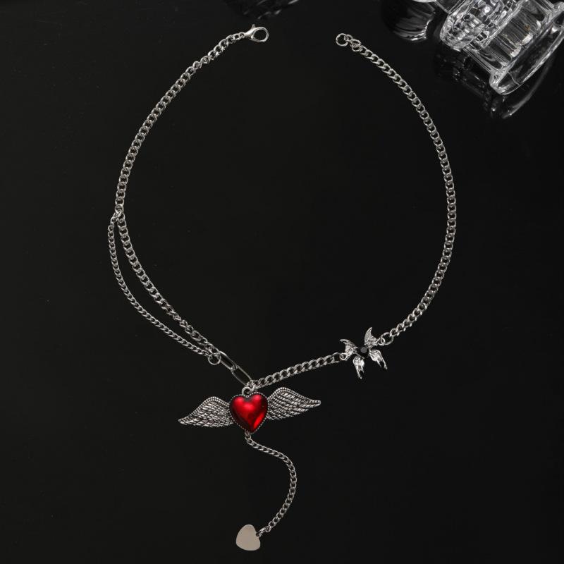 

BLINGBAY Женское ожерелье с подвеской Новое индивидуальное сладкое крутое темное ожерелье Креативное ожерелье с крыльями любви Подвеска на ключицу Цепочка для девочки Подарок на день рождения