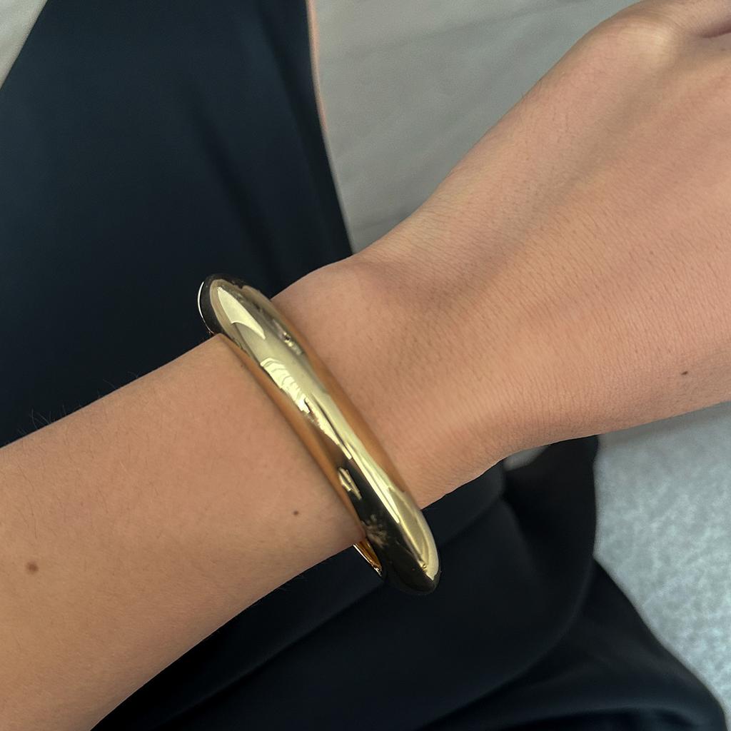 Niche Design Sense Geometric Metal Section Bracelet, Imitation Pearl Stacked Exaggerated Bracelet Women