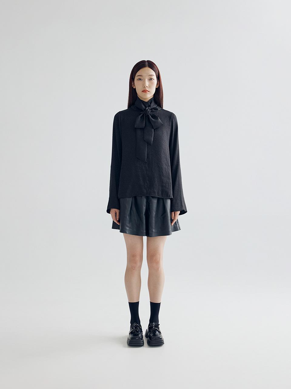Bomnal Boutique Leopard Tie Blouse _ Black Black/M