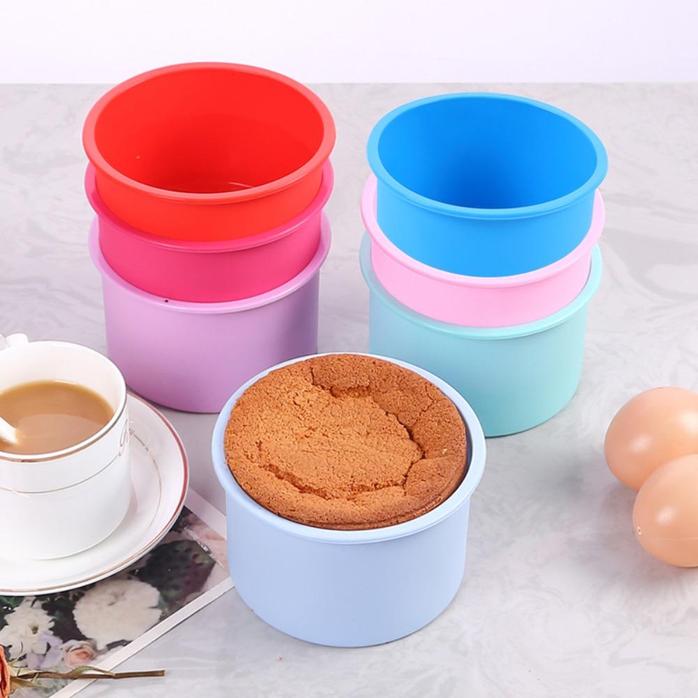 4Pcs 4 in Cupcake Mold Reusable Baking Pan Baking Tool Round Silicone Cake Pan  Pudding