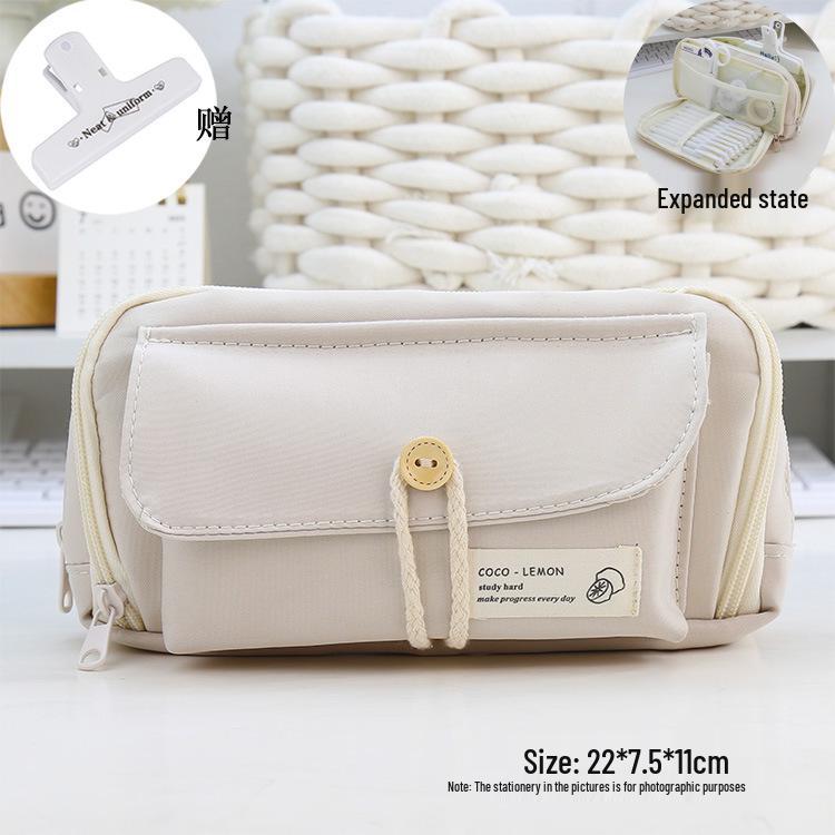 Japanese Style Cotton Rope Pencil Case - Large Capacity for Junior & Senior High School Students