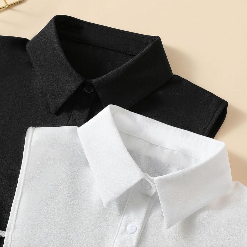 Women's Chiffon Half-Shirt Decorative Collar for Professional or Casual Wear