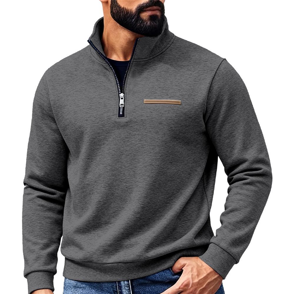 Men's Winter Heavyweight Half-Zip Fleece-Lined Hoodie: American Style, Loose Fit, Stand Collar, Outdoor Casual Warmth