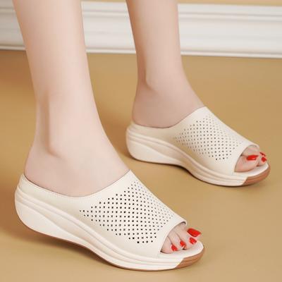 Women Slide Slippers Outdoor Open Toe Chunky Slippers Casual Thick Sole Height Increase Platform Sandals for Mother