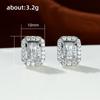Silver Color Rectangular Shaped Stud Earrings Piercing Fashion Contracted Earrings for Women OL Style Versatile Jewelry