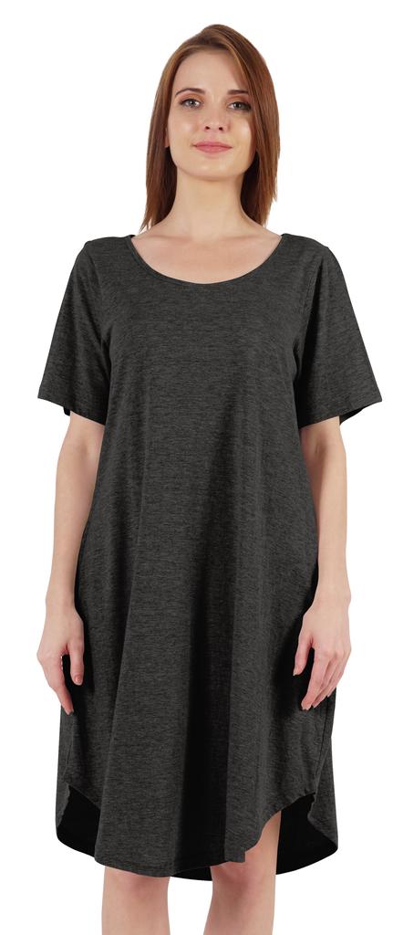 Inkmeso Noční košile pro ženy s krátkým rukávem W Noční košile s kulatým výstřihem Jersey tunika