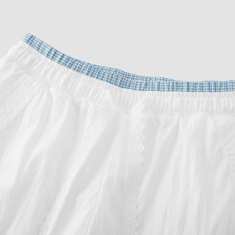 Semir Women's Summer Lace Color-Block Wide-Leg Cool-Feel Pants