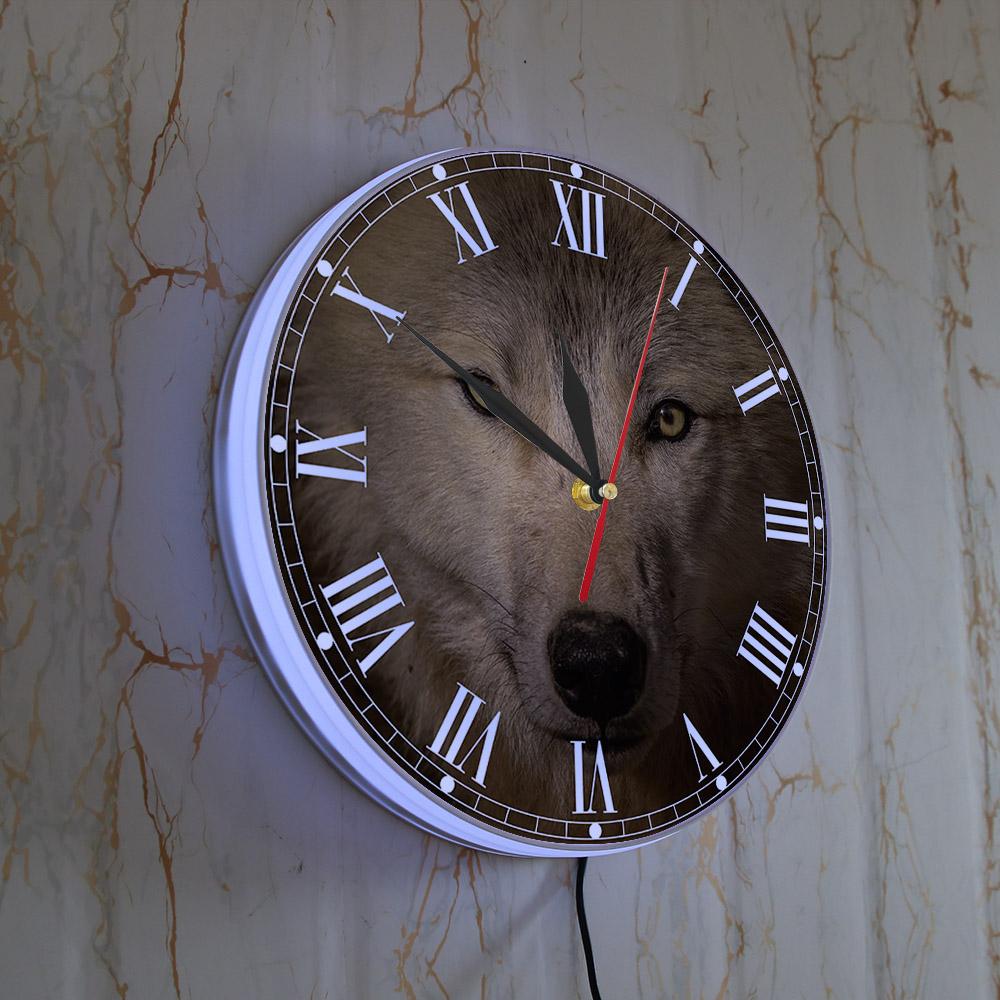 

Серый волк, декоративные настенные часы, духовное животное, настенное искусство, домашний декор, дикая природа, голова волка, гостиная, бесшумное движение, настенные часы