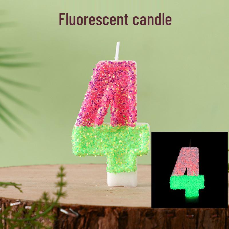 Dual-Color Fluorescent Birthday Number Candles 0-9 – High-End Party Supplies