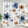 Elegant Blue & Brown Flower Waterproof Bathroom Curtain, Mildew Resistant, Fashionable Design for Home Decor,Fits Various Styles