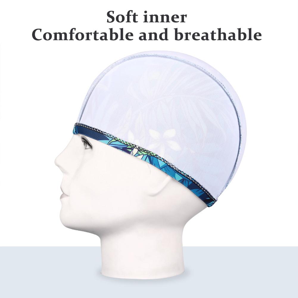 Adults Leaf Print Swimming Cap Ear Protection Non Slip Summer Pool Beach Swim Hat