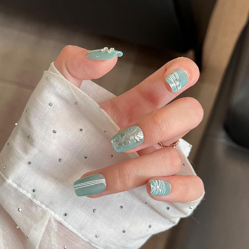 Verlaufende Bernstein-Goldfolie Abnehmbare Nagelsticker - Herbst/Winter-Kollektion