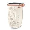 Floral Engraved Strap For Apple Watch Band 40mm 44mm 41mm 49mm 45mm 38mm 42mm Silicone Bracelet Iwatch Series 9 7 Se 6 8 Ultra 2