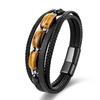 Black Leather Rope Men's Double Layer, Natural Stone Jewelry Woven Bracelet Tiger Stone Multi-Layer Leather Bracelet 2026