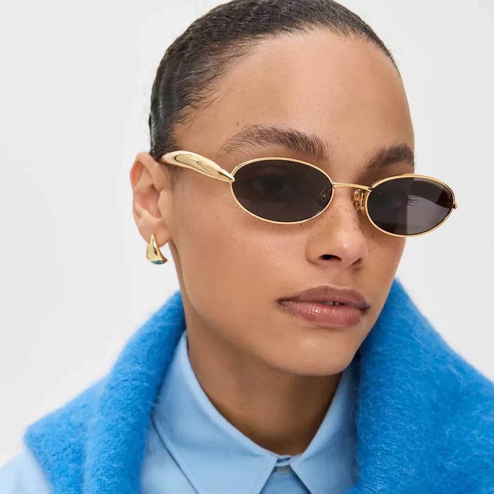 Oval Small Frame Sunglasses Women For Men  New Vintage Sun Glasses Luxury Brand Designer Punk Popular Metal Shades Uv400