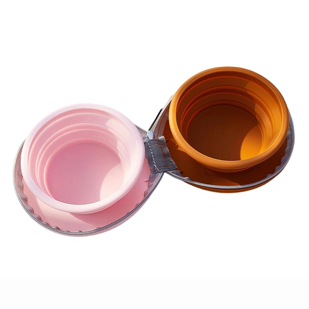 Collapsible Silicone Pet Bowl Double Design Portable Foldable Dog Cat Feeding Dish Travel Water Food Container