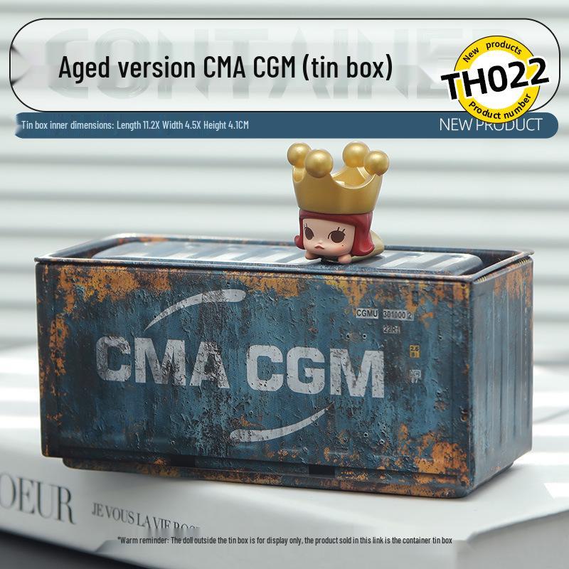 Miniature Tinplate Shipping Container Display Box for Figurines - Trendy Collectible Ornament & Storage Gift