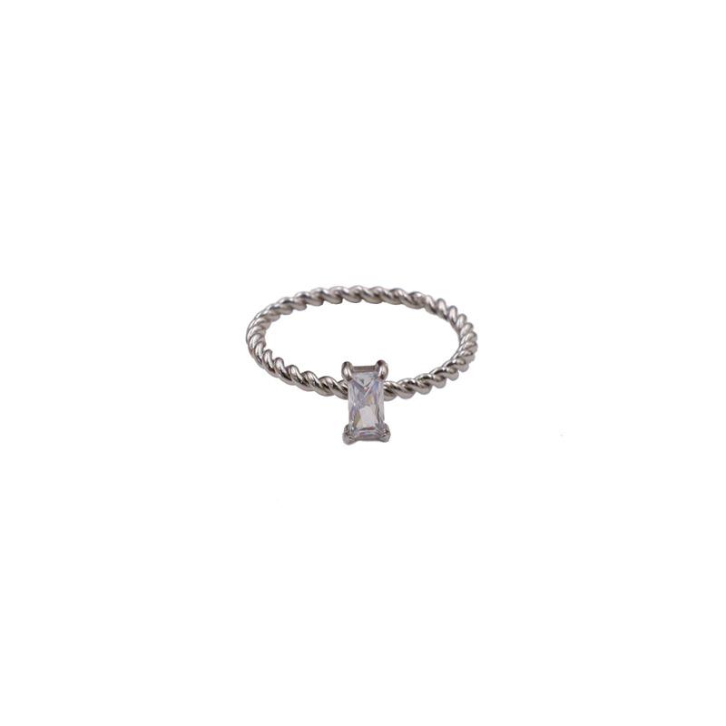 

Simple Titanium Steel Ring, White Zircon Square Water Drop Simple Fashion, Women S Stainless Steel Hand Jewelry No. 7