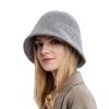 Herbst- und Winterstrick-Bucket-Hut einfarbig schlichter Damen-Topfhut neuer Außenhandel europäischer und amerikanischer Stil Hut